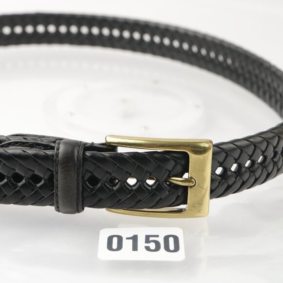 Dockers Mens Belt Size 36 Black Leather Woven Braided Brass Square Prong Buckle - Picture 7 of 10
